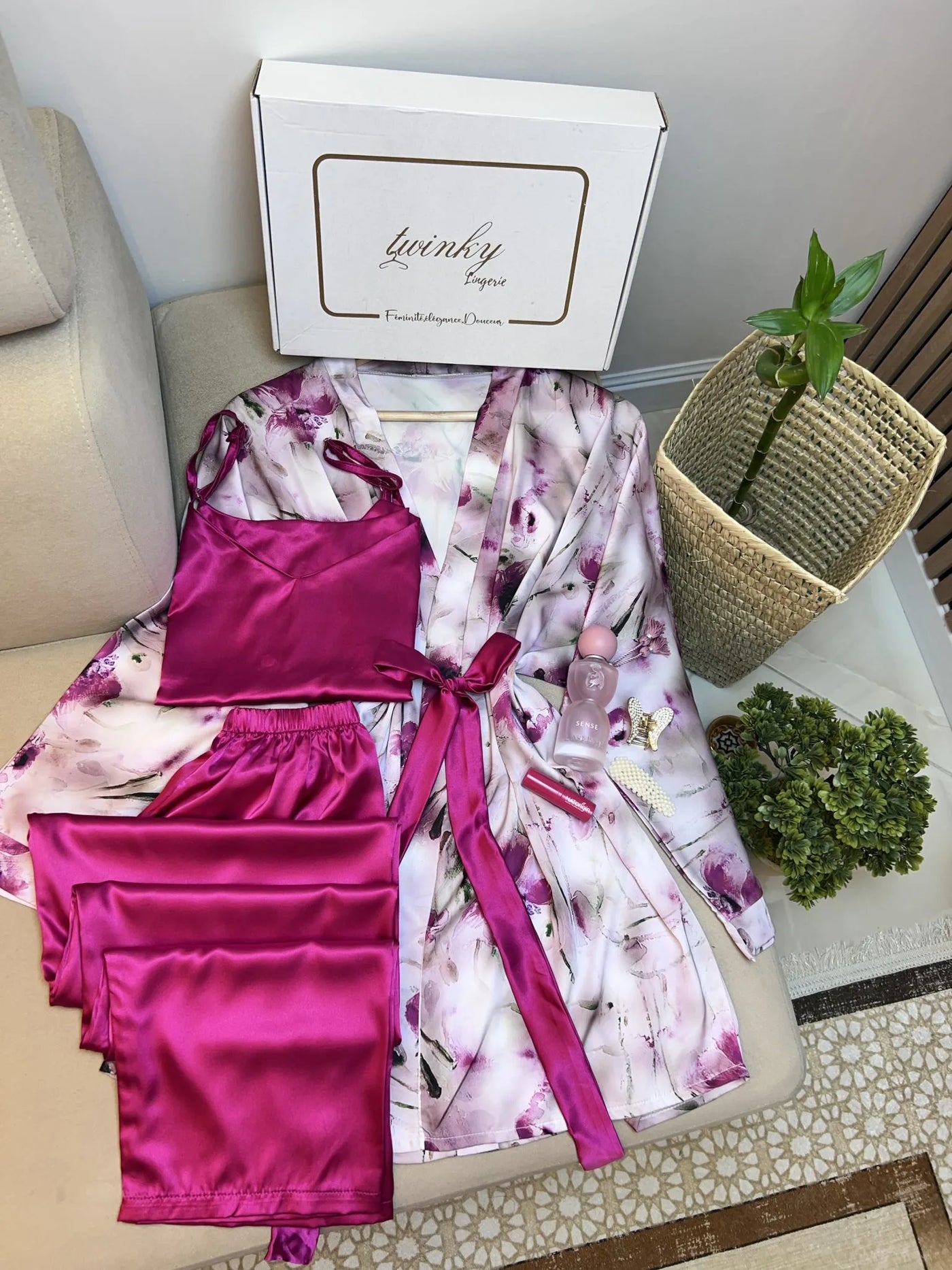 Imported Bridal Silk Nighty & Lingerie Set