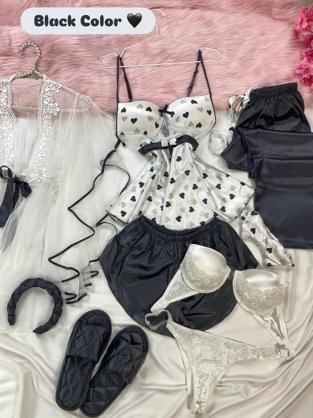 8 Pcs Luxury Imported Silk Nighty Bridal Set