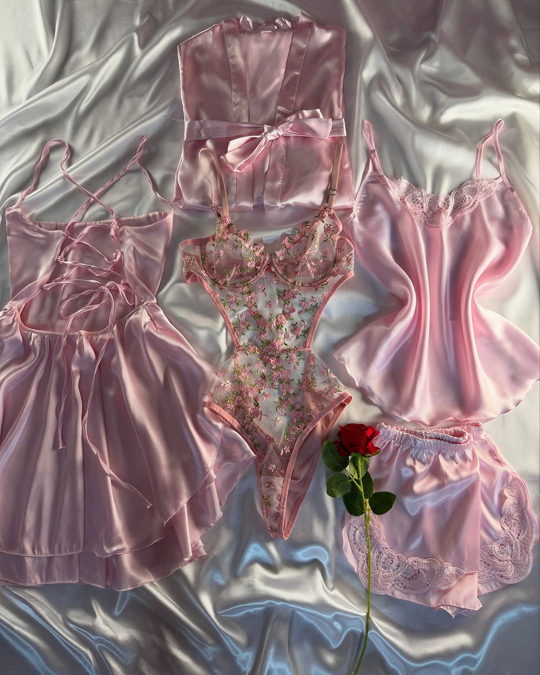 Imported Bridal Silk Nighty & Lingerie Set