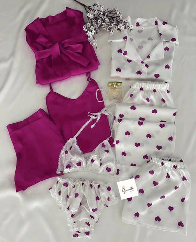 8Pcs Heart Printed Nightwear for Women
