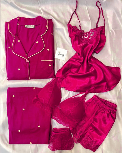 Imported Bridal Silk Nighty & Lingerie Set