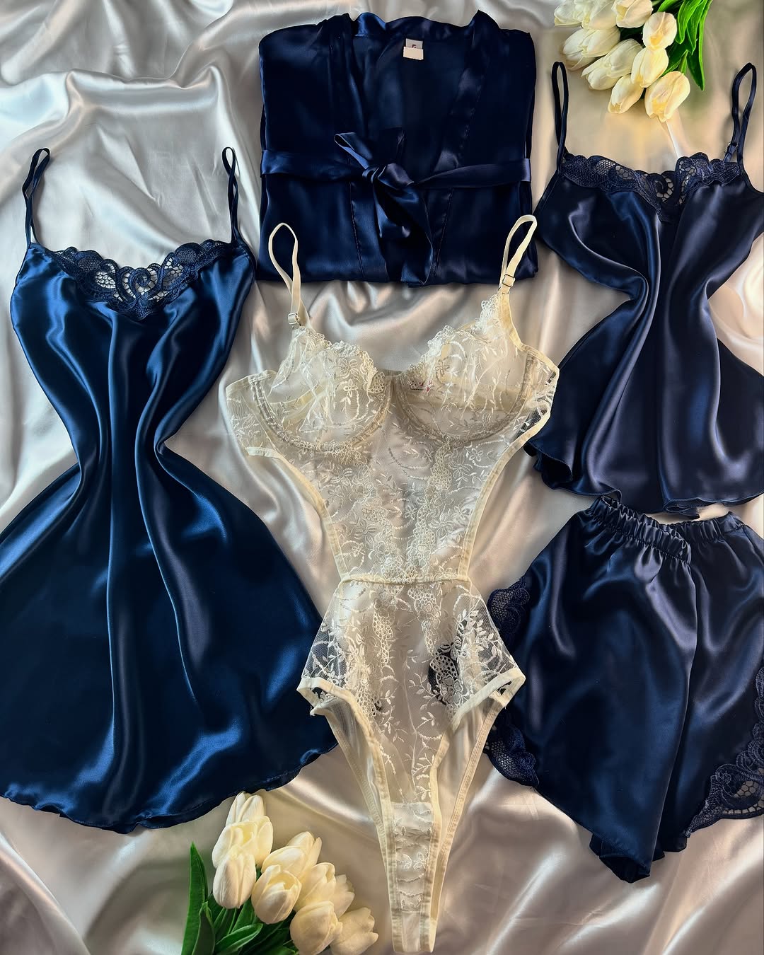 Imported Bridal Silk Nighty & Lingerie Set