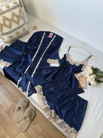 Imported Pyjama 4pcs Satin Silk Nighty Set